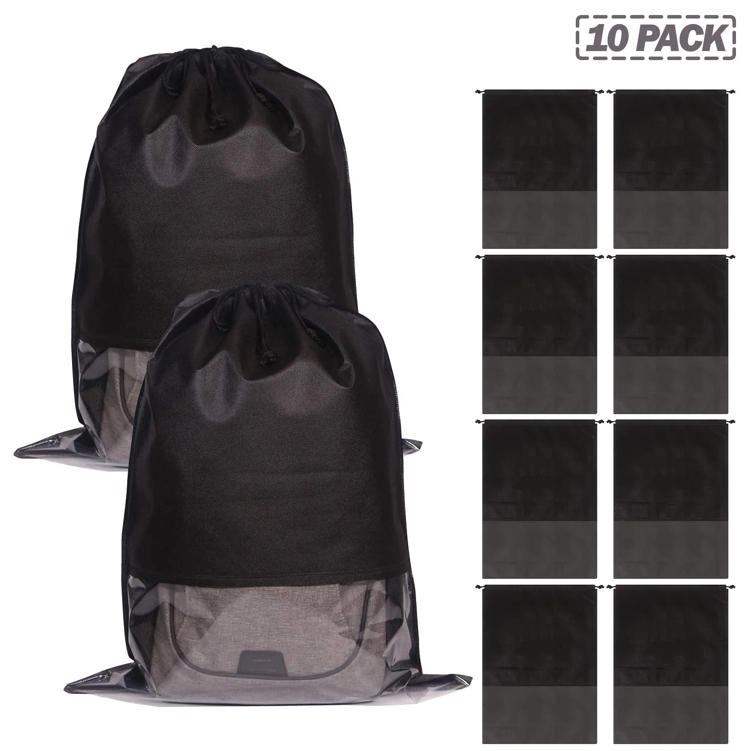 10 Pack Jumbo Non-Woven Fabric Dustproof Drawstring Dust Covers Large Cloth Storage Pouch String Bag for Handbags Purses Shoes Boots