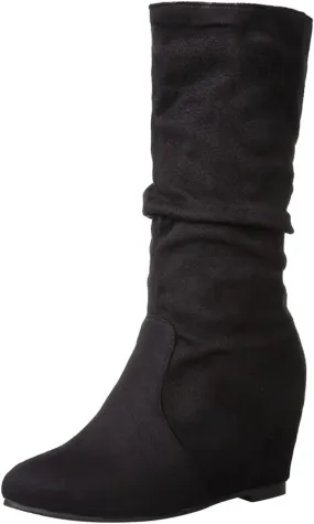 Ankle Boots For Women Retro Wedge Mid-Calf Western Cowboy Boots Zipper Cute Round Toe Knee High Fall Booties