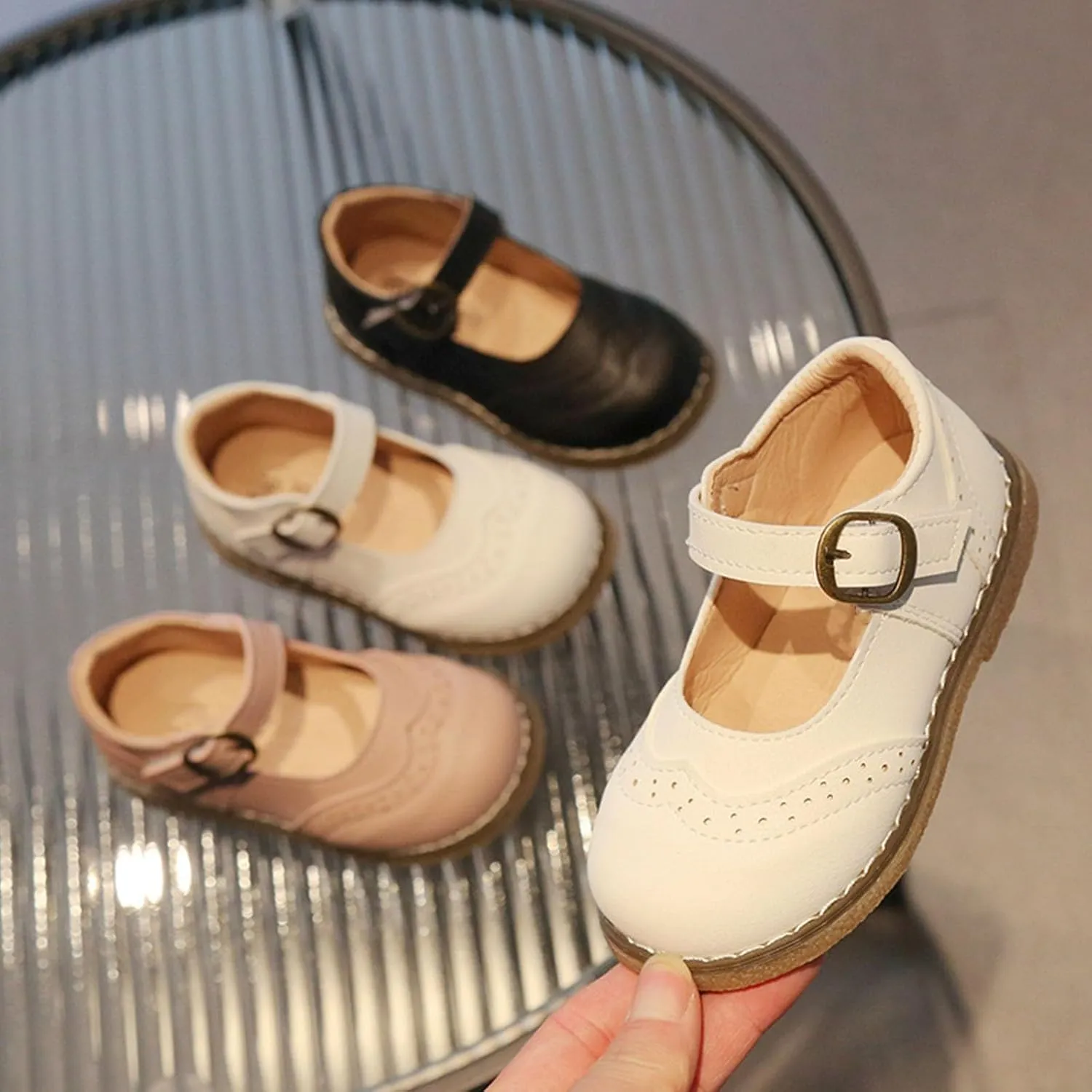 Baby Toddler Flower Dress Shoes Girls Mary Jane Ballet Flats Flower Soft Sole Shoes School Party Wedding Shoes