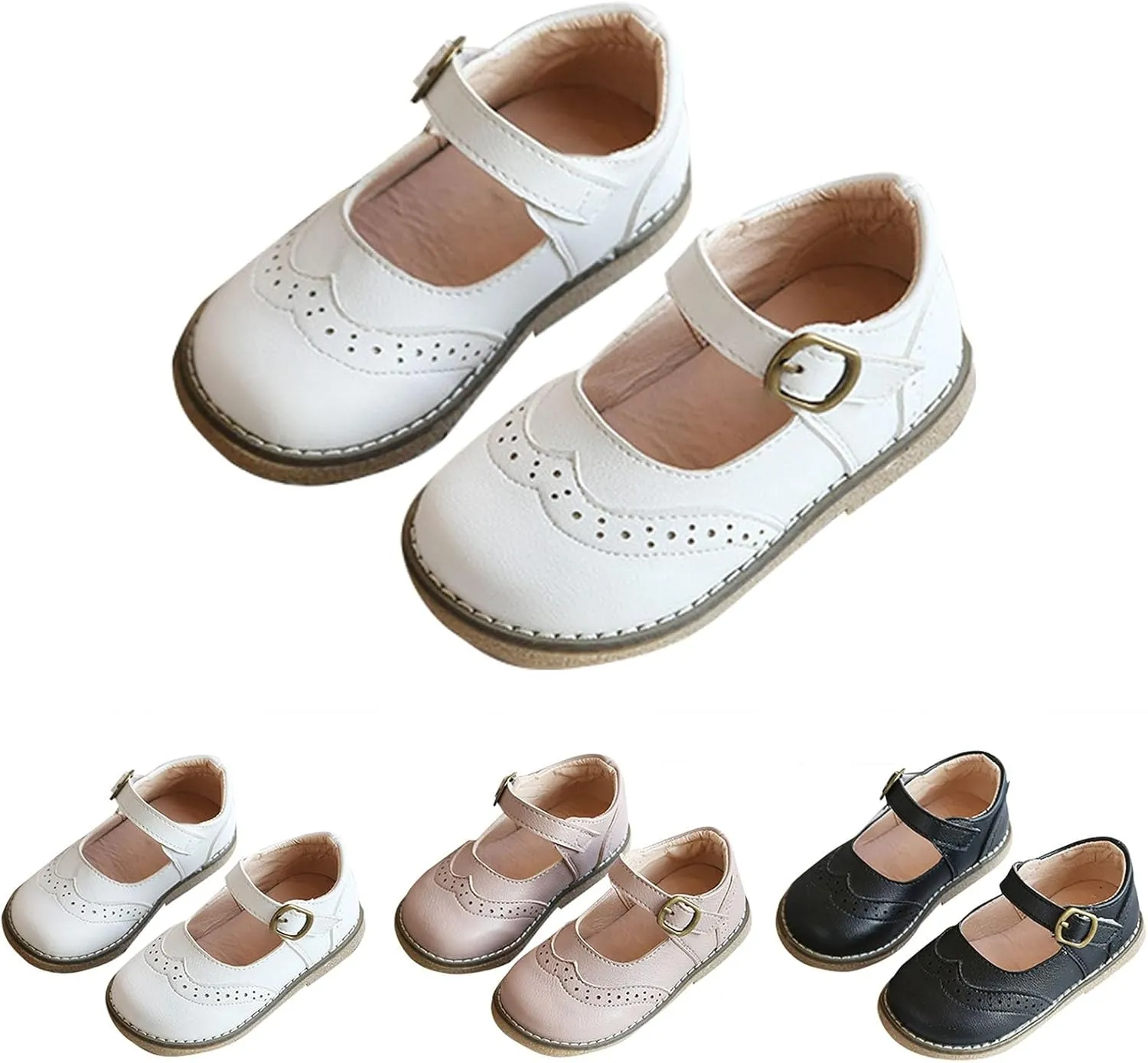 Baby Toddler Flower Dress Shoes Girls Mary Jane Ballet Flats Flower Soft Sole Shoes School Party Wedding Shoes