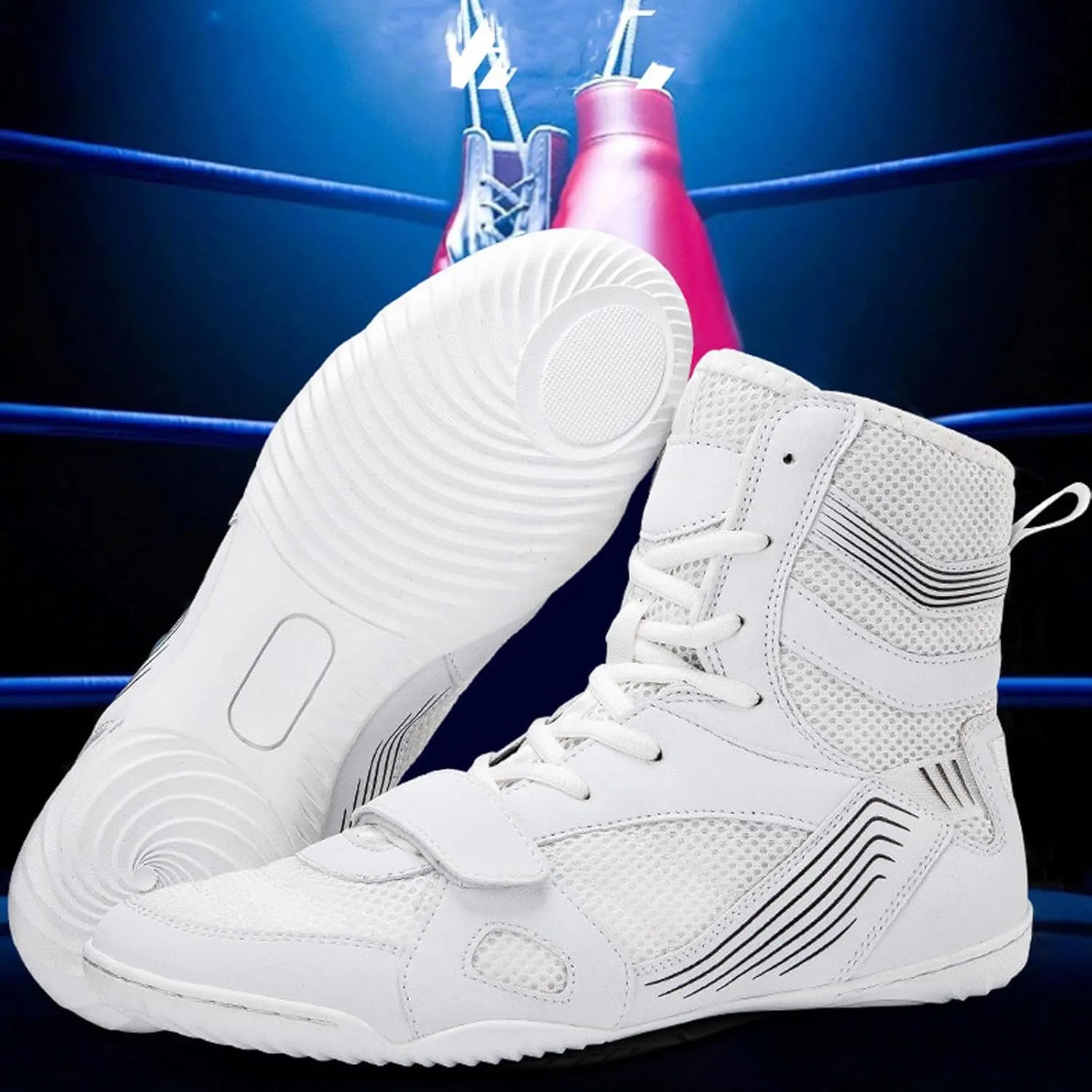 Boxing Shoes Men's Wrestling Shoes Breathable Indoor Fitness Combat Boxers Trainer Boxing Shoes, Anti Slip Wear-resistant Martial Arts Boots