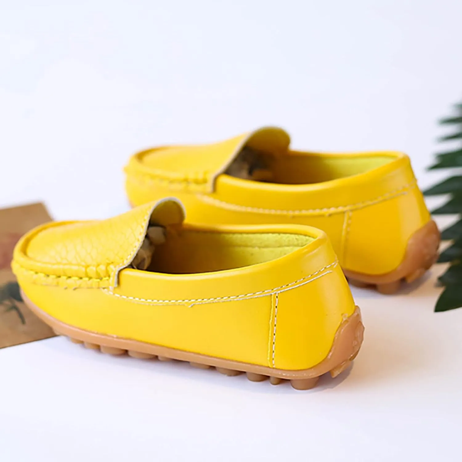 Boys Girls Loafer Shoes Soft Synthetic Leather Slip On Moccasin Flat Boat Dress Shoes Toddler Infant Platform