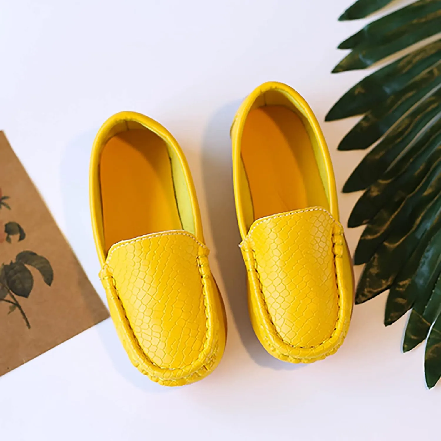 Boys Girls Loafer Shoes Soft Synthetic Leather Slip On Moccasin Flat Boat Dress Shoes Toddler Infant Platform