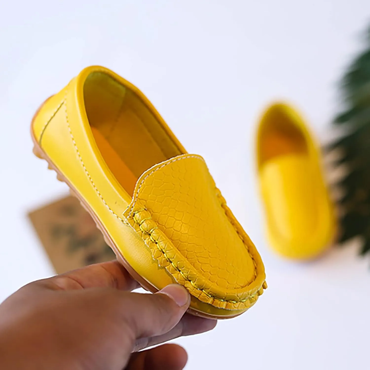 Boys Girls Loafer Shoes Soft Synthetic Leather Slip On Moccasin Flat Boat Dress Shoes Toddler Infant Platform