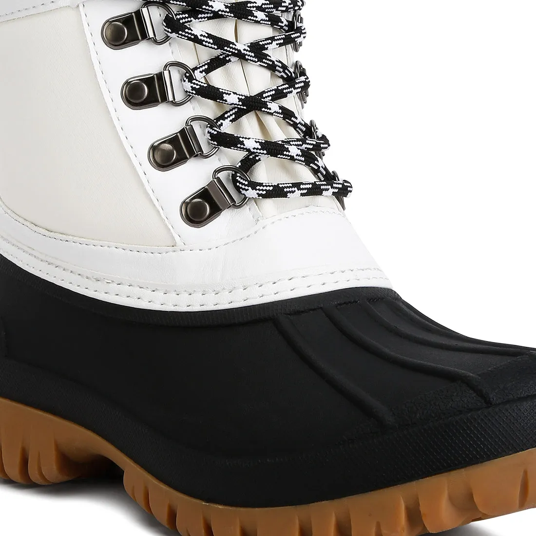 Capucine Fur Collar Contrasting Lug Sole Boots