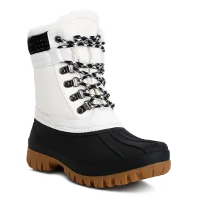 Capucine Fur Collar Contrasting Lug Sole Boots
