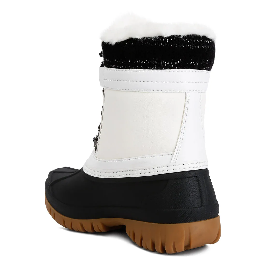 Capucine Fur Collar Contrasting Lug Sole Boots