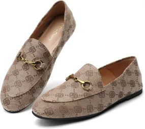 Casual Buckle Loafers for Women Work Flats Round Toe Business Backless Ballet Flats Metal Dcor Driving Slip on