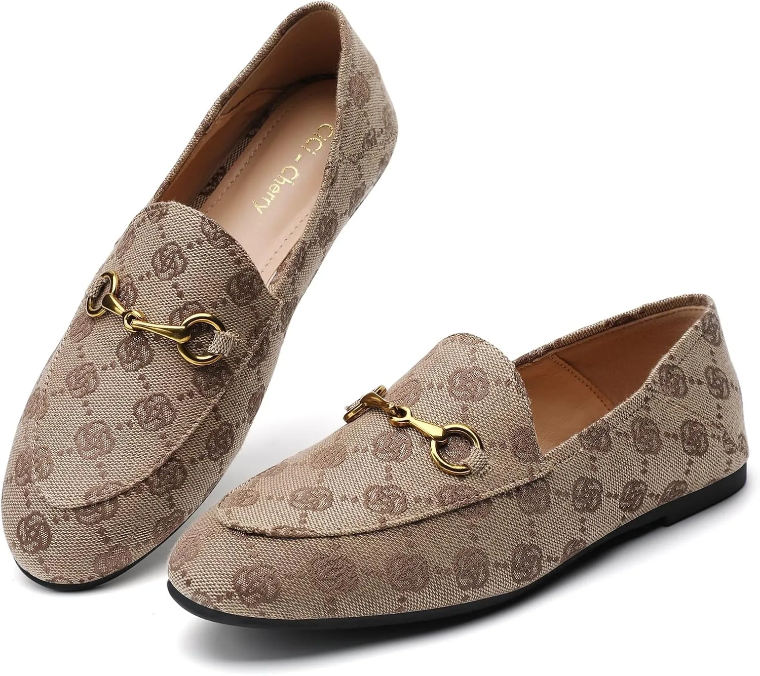 Casual Buckle Loafers for Women Work Flats Round Toe Business Backless Ballet Flats Metal Dcor Driving Slip on