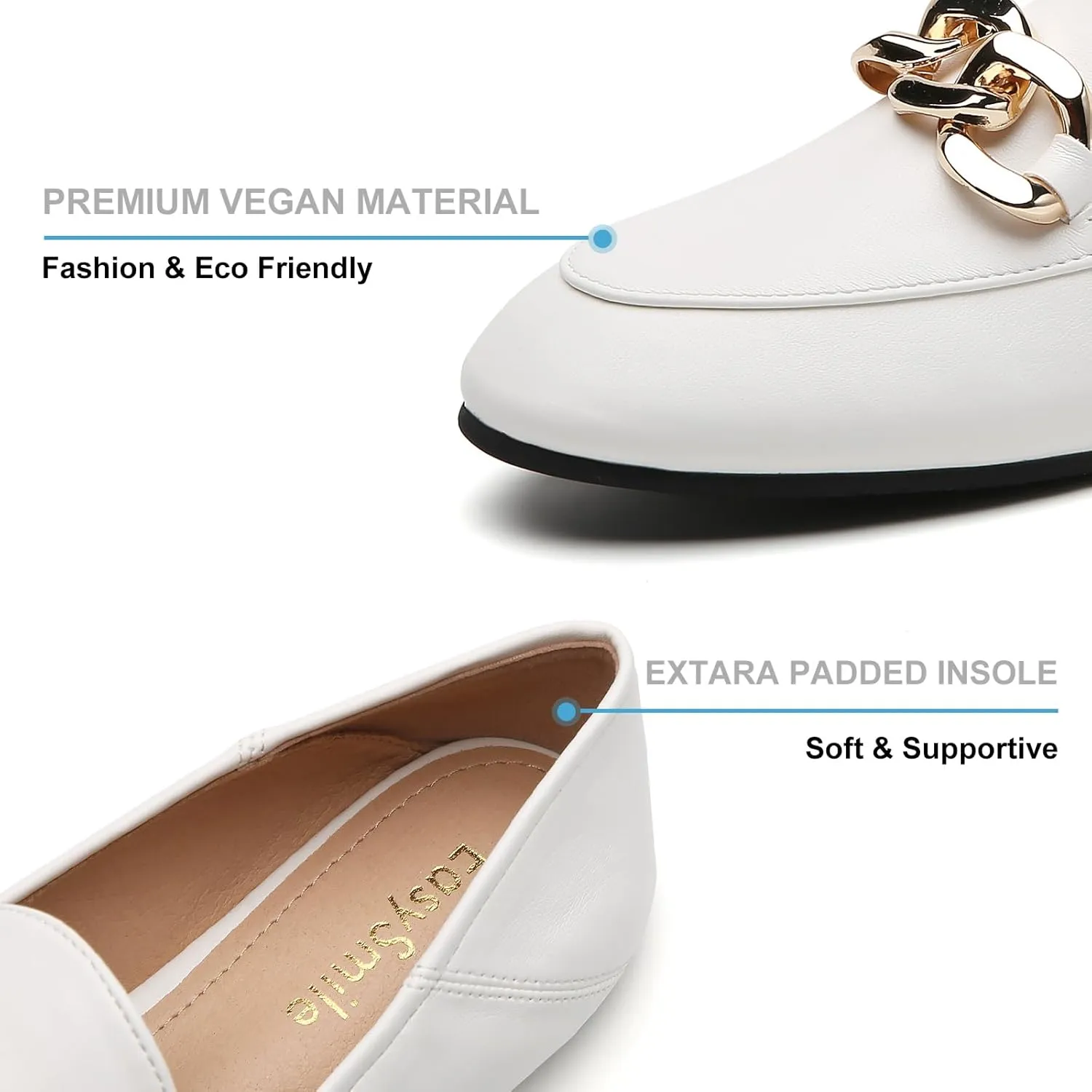 Casual Chain Loafers for Women Work Flats Round Toe Business Backless Ballet Flats Metal Décor Driving Slip on