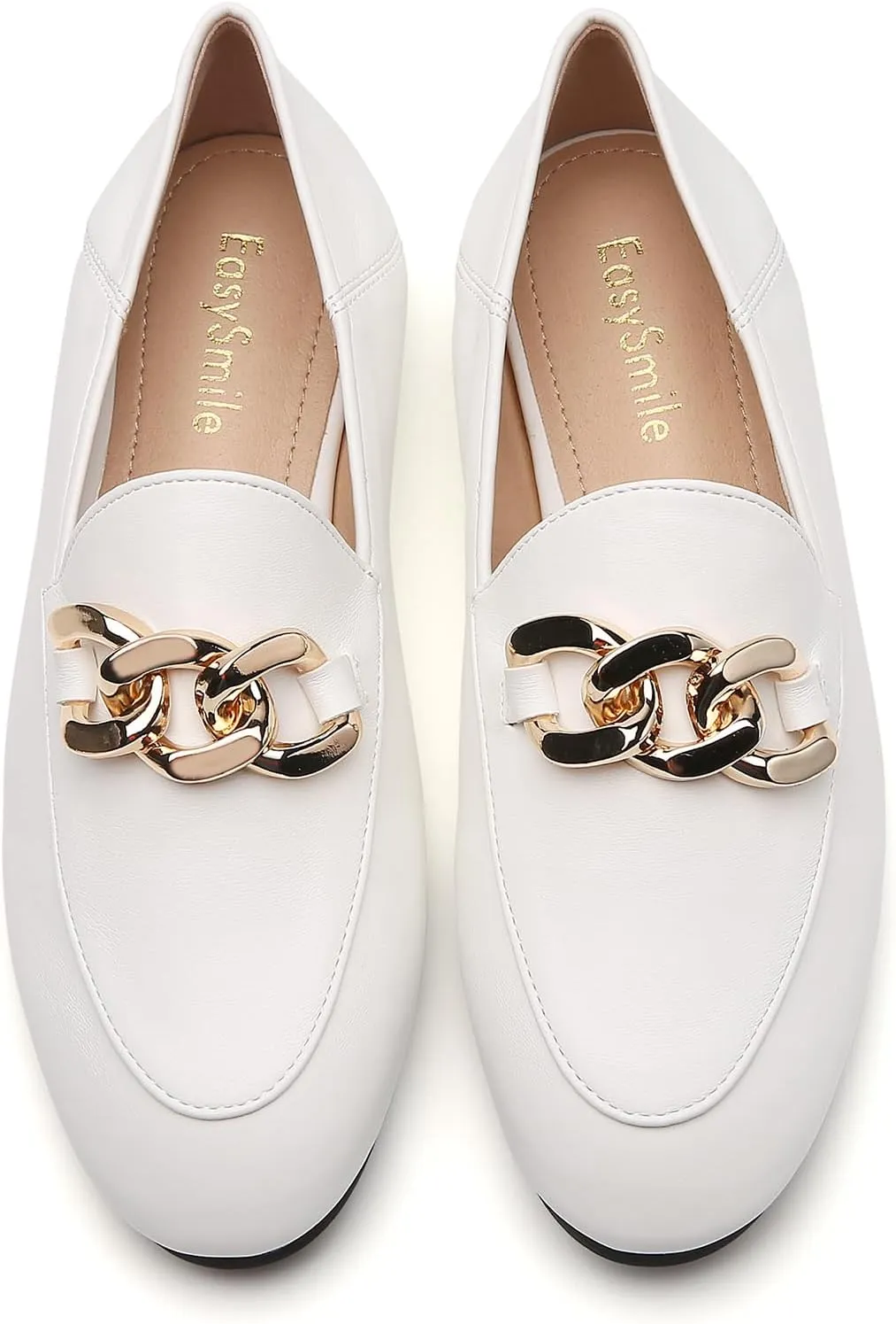 Casual Chain Loafers for Women Work Flats Round Toe Business Backless Ballet Flats Metal Décor Driving Slip on
