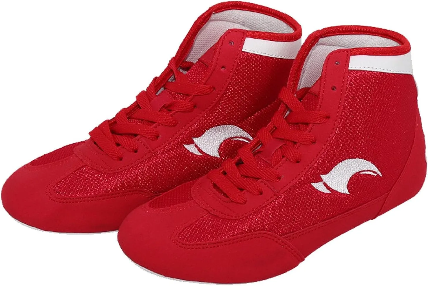 Children's Boxing Shoes High Top Training Sneakers Non-Slip Breathable Wrestling Shoes Girls Boys (x-Red, 1.5 Big Kids)