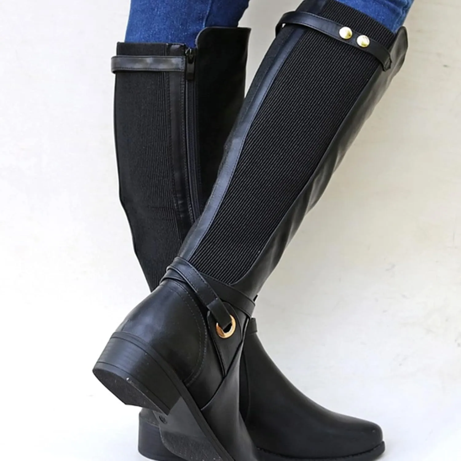 Combat Boots Womens Chunky Heel Cowboy Boots Thigh High Boots Leather Long Boots Knee High Tall Long Bootie