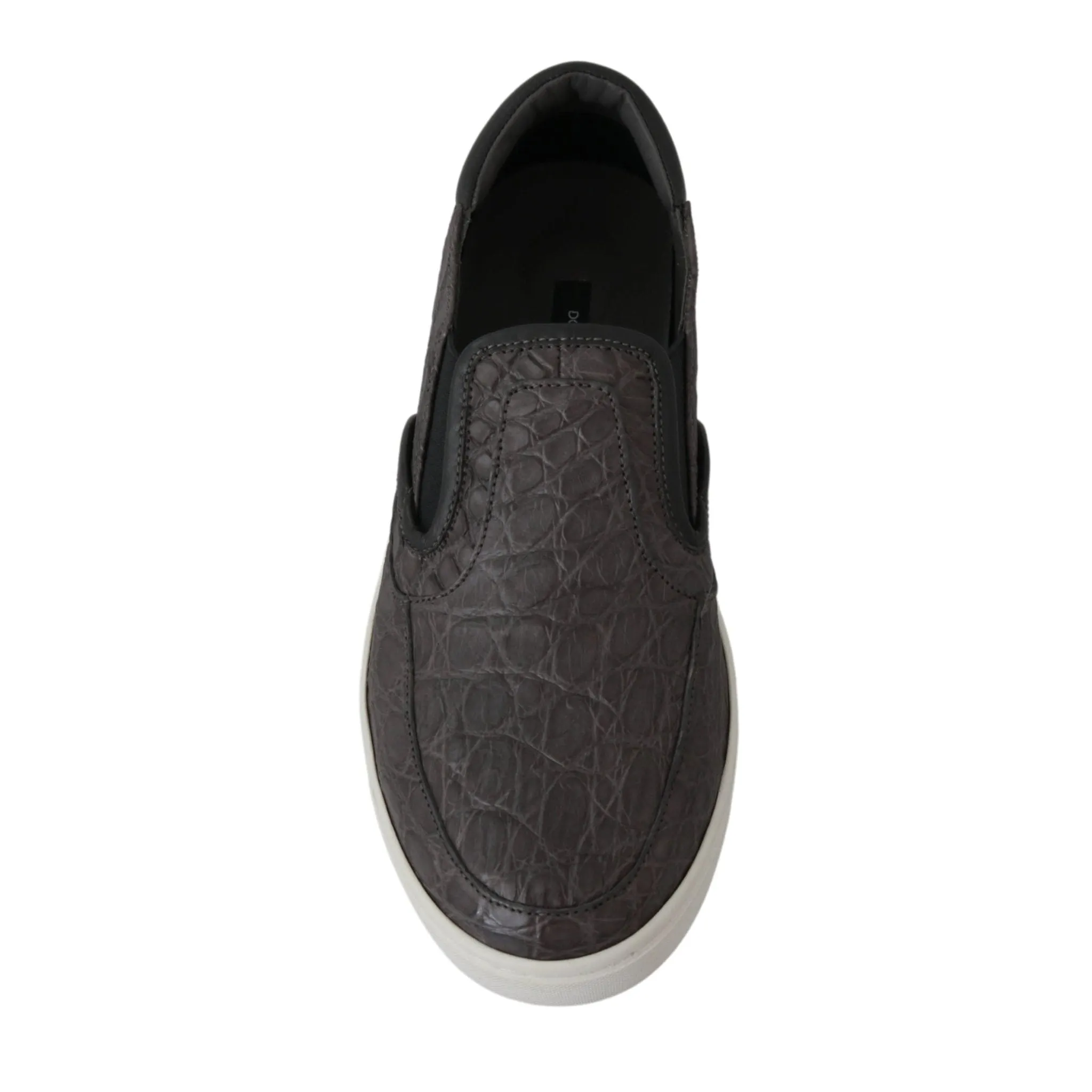 Dolce & Gabbana Elegant Gray Caiman Leather Loafers