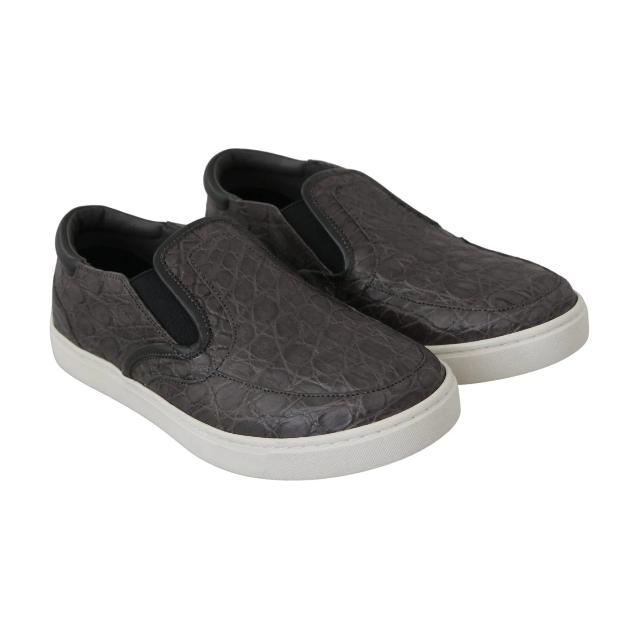 Dolce & Gabbana Elegant Gray Caiman Leather Loafers