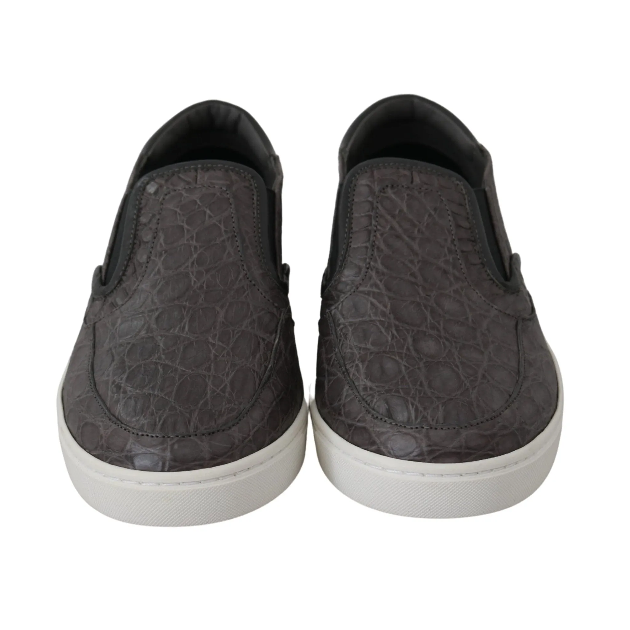 Dolce & Gabbana Elegant Gray Caiman Leather Loafers
