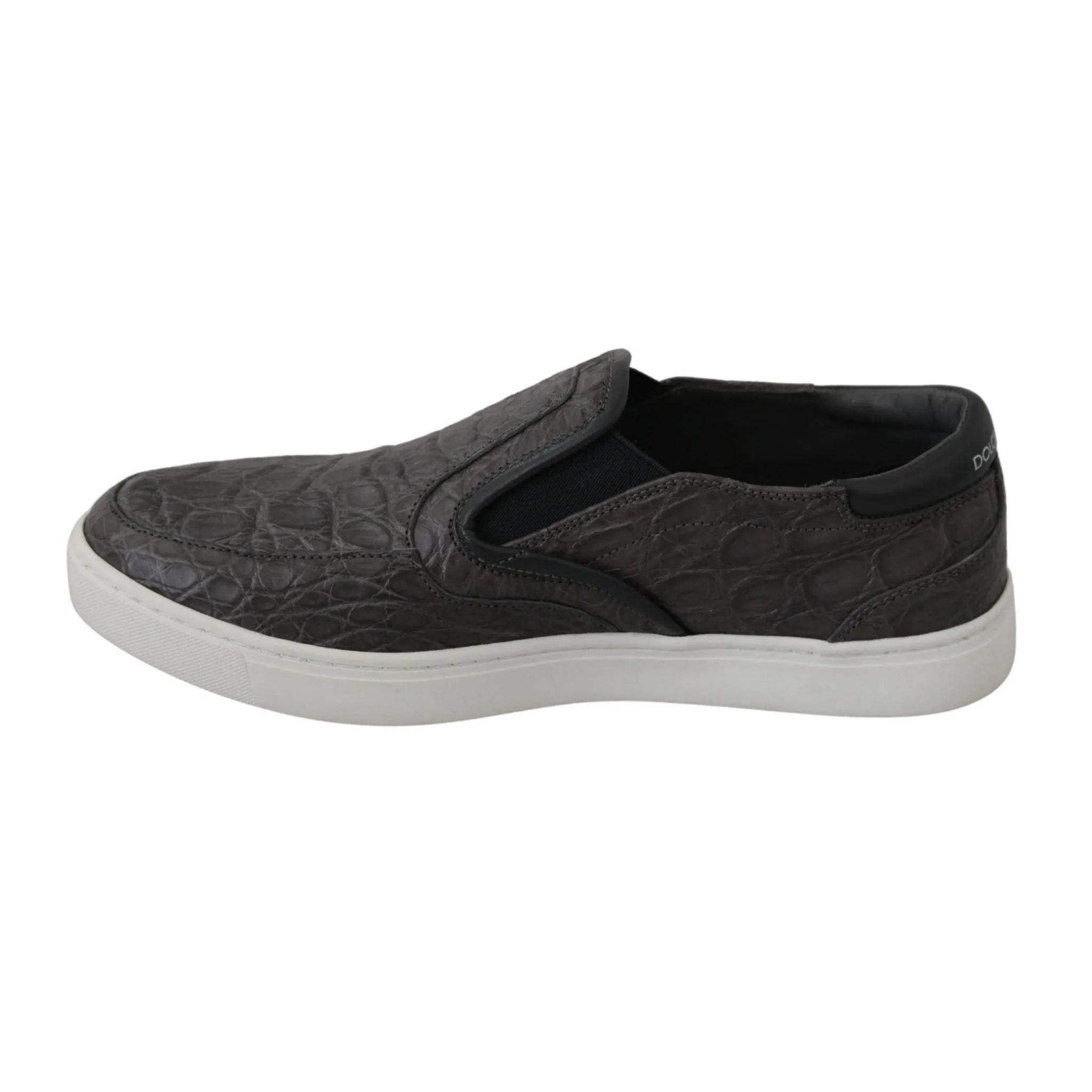 Dolce & Gabbana Elegant Gray Caiman Leather Loafers