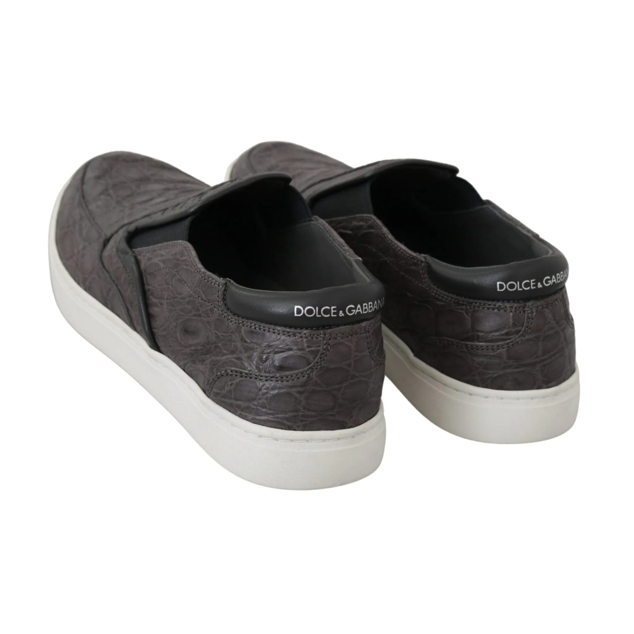 Dolce & Gabbana Elegant Gray Caiman Leather Loafers