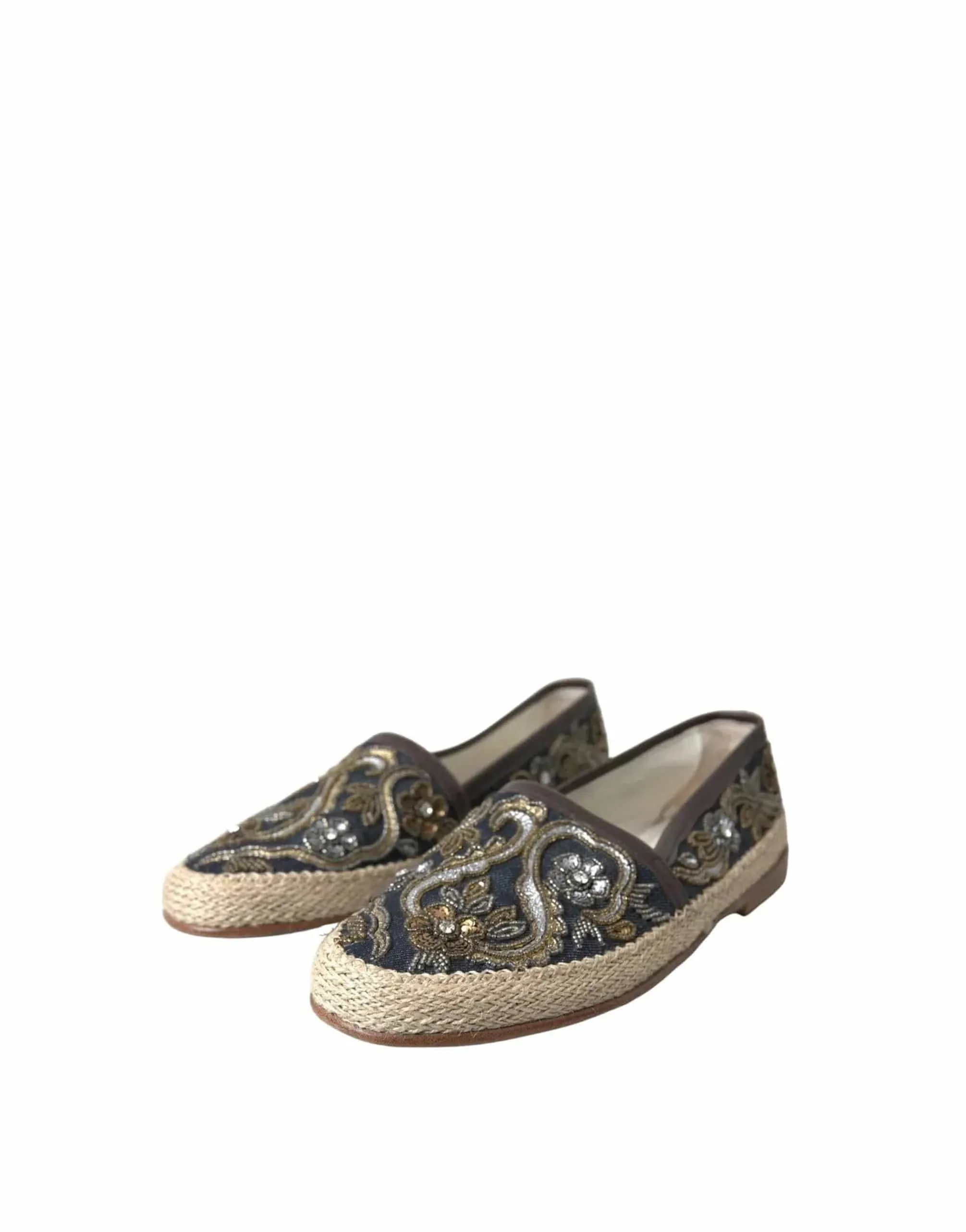 Embroidered Denim Loafers