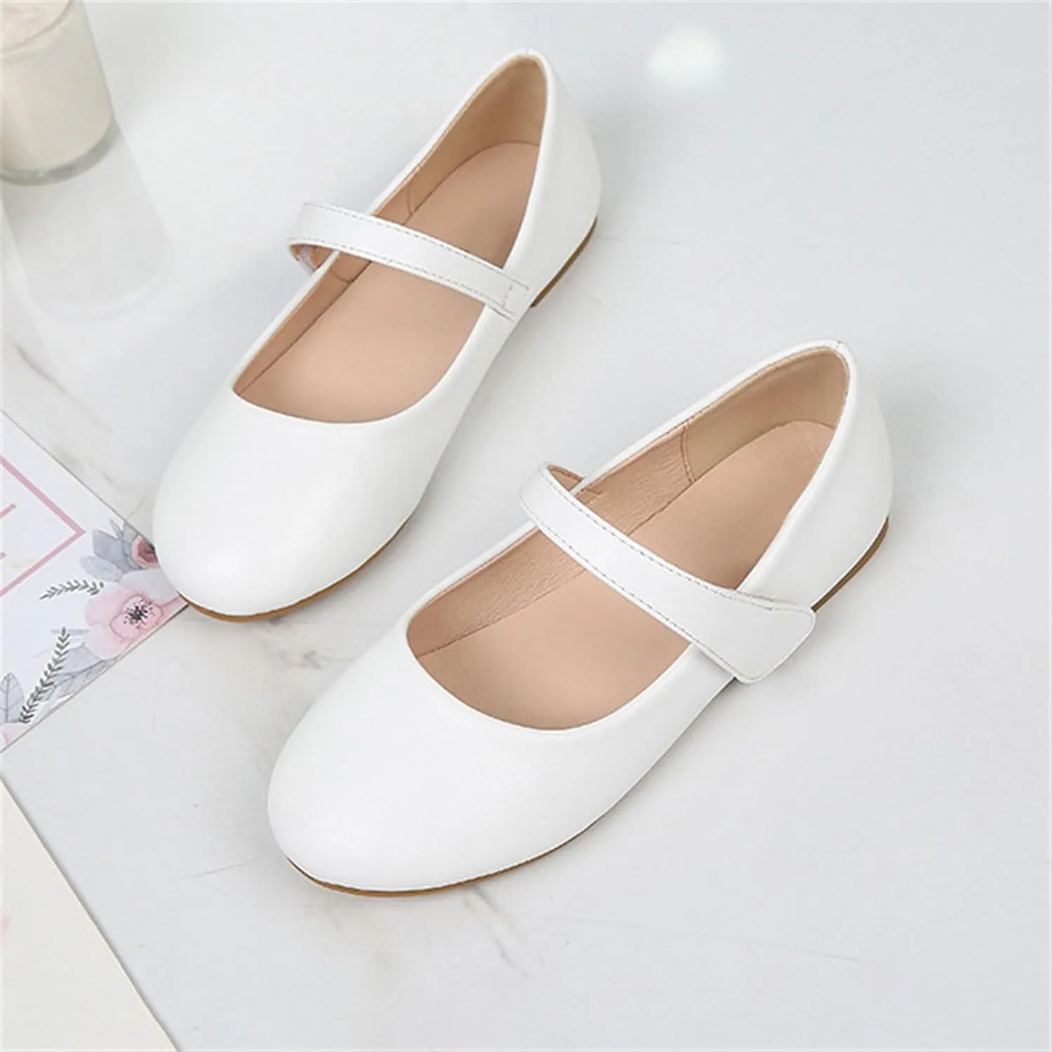 Girls Dress Shoes School Wedding Party Flower Mary Jane Shoes Leather Pu Ballet Flats For Toddler Baby Infant