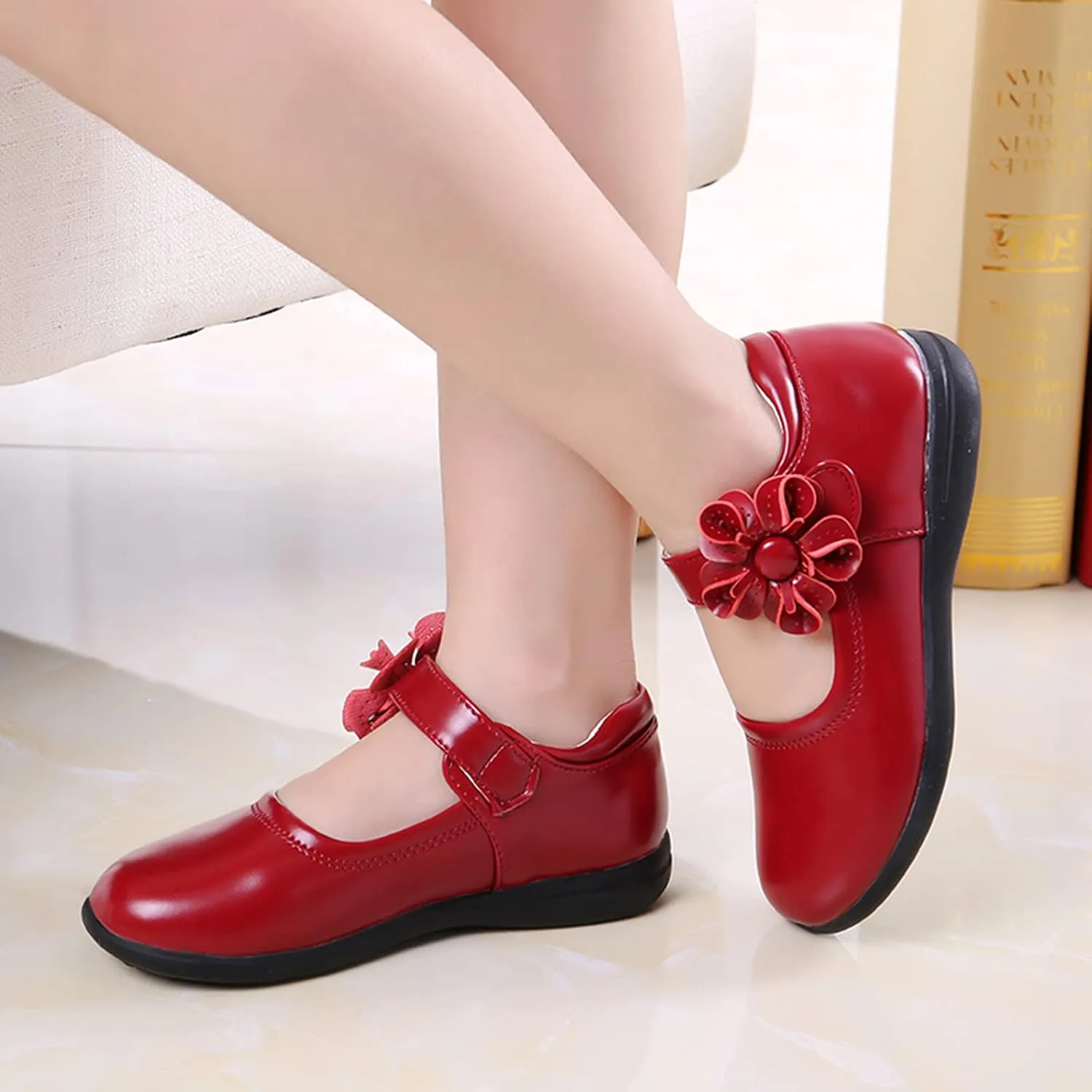 Girls Dress Shoes Toddler Girls Mary Jane School Uniform Shoes Flower Girl Ballet Flats for Wedding Party