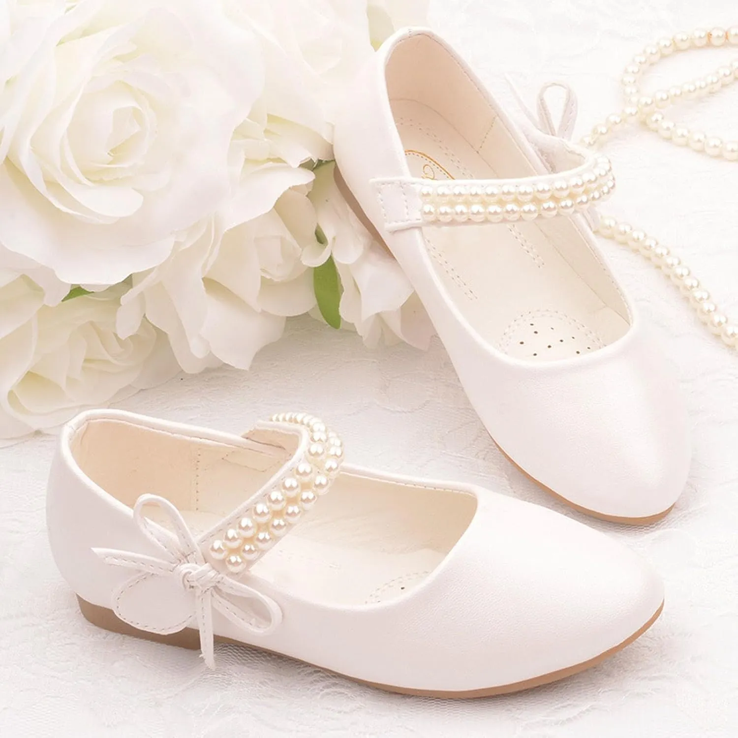 Girls Mary Jane Dress Shoes Ankle Strap Bowknot Shoes Wedding Par𝘁y Prom Dance Flat𝘀 Sandals for Toddler Girl