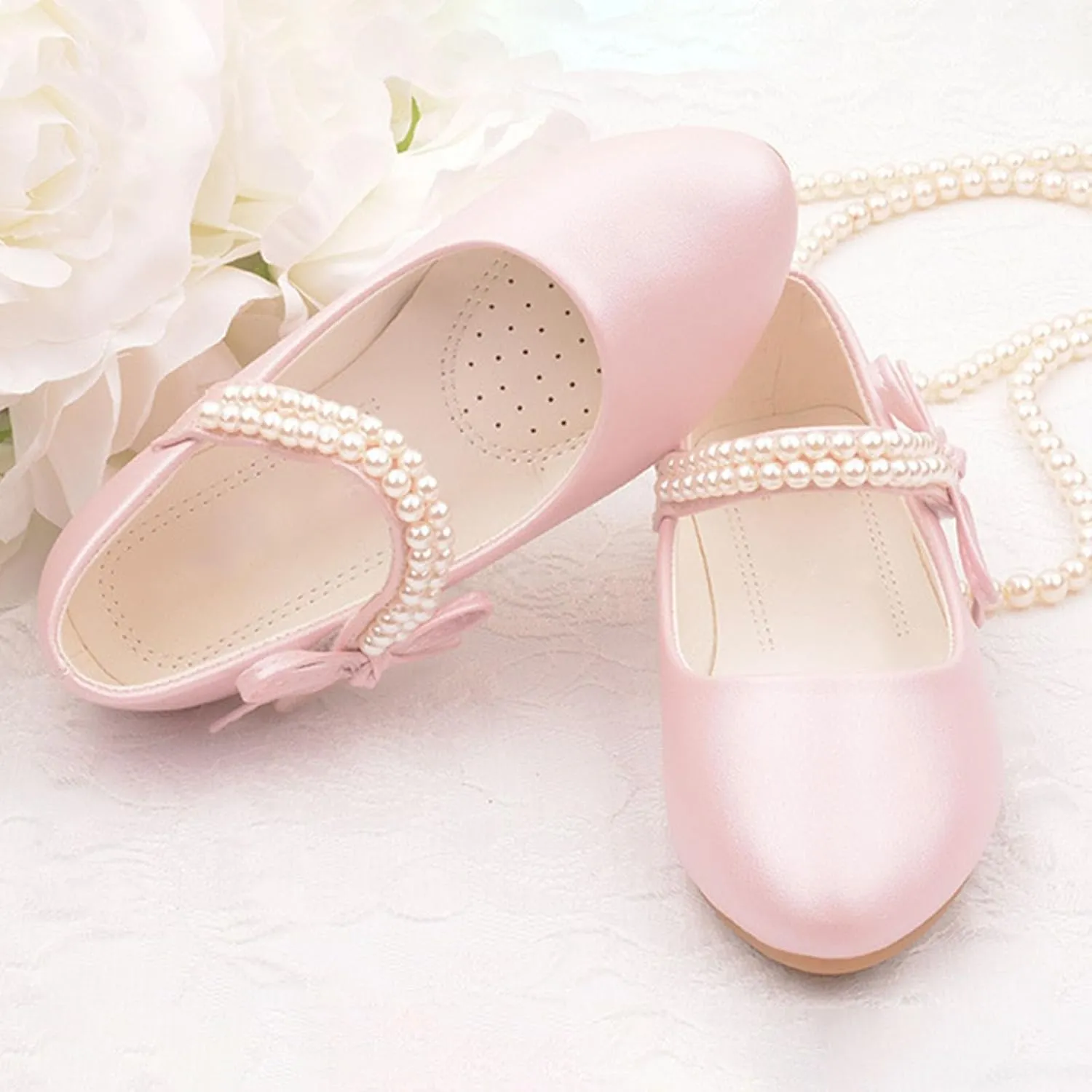Girls Mary Jane Dress Shoes Ankle Strap Bowknot Shoes Wedding Par𝘁y Prom Dance Flat𝘀 Sandals for Toddler Girl