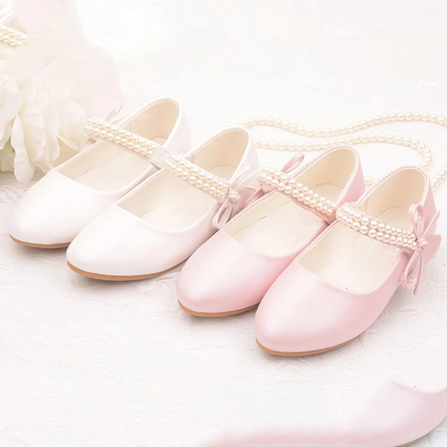 Girls Mary Jane Dress Shoes Ankle Strap Bowknot Shoes Wedding Par𝘁y Prom Dance Flat𝘀 Sandals for Toddler Girl