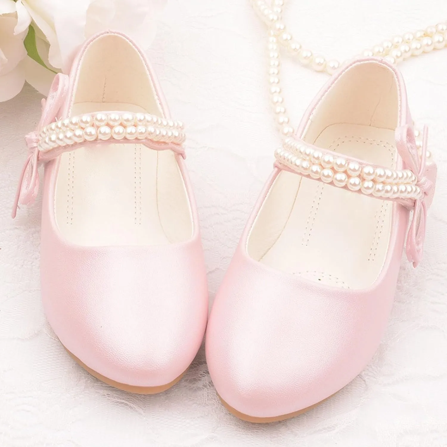Girls Mary Jane Dress Shoes Ankle Strap Bowknot Shoes Wedding Par𝘁y Prom Dance Flat𝘀 Sandals for Toddler Girl