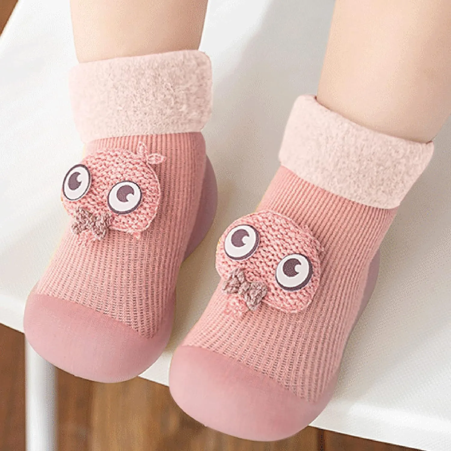 Girls Water Shoes, Kids Toddler Baby Boys Girls Solid Warm Knit Soft Sole Rubber Shoes Socks Slipper Stocking