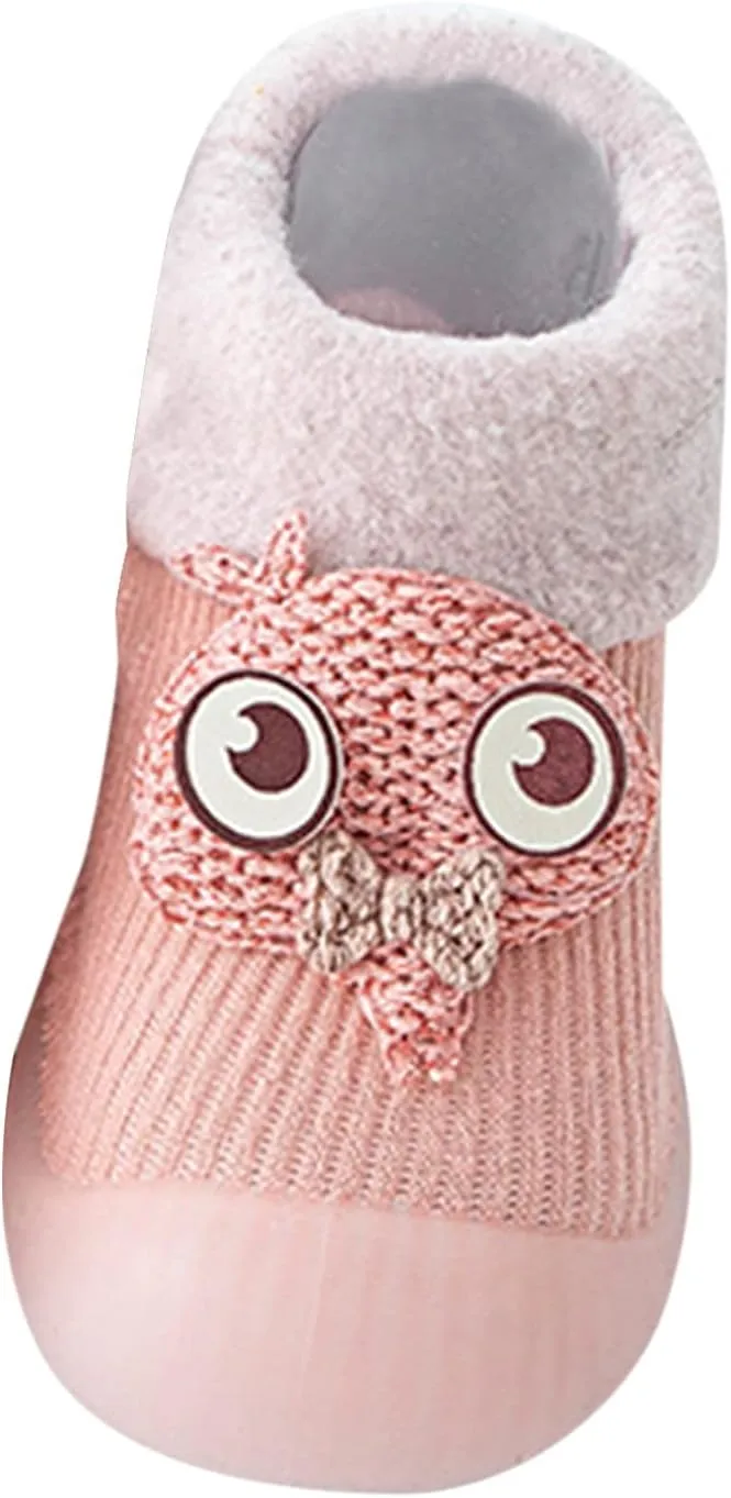 Girls Water Shoes, Kids Toddler Baby Boys Girls Solid Warm Knit Soft Sole Rubber Shoes Socks Slipper Stocking