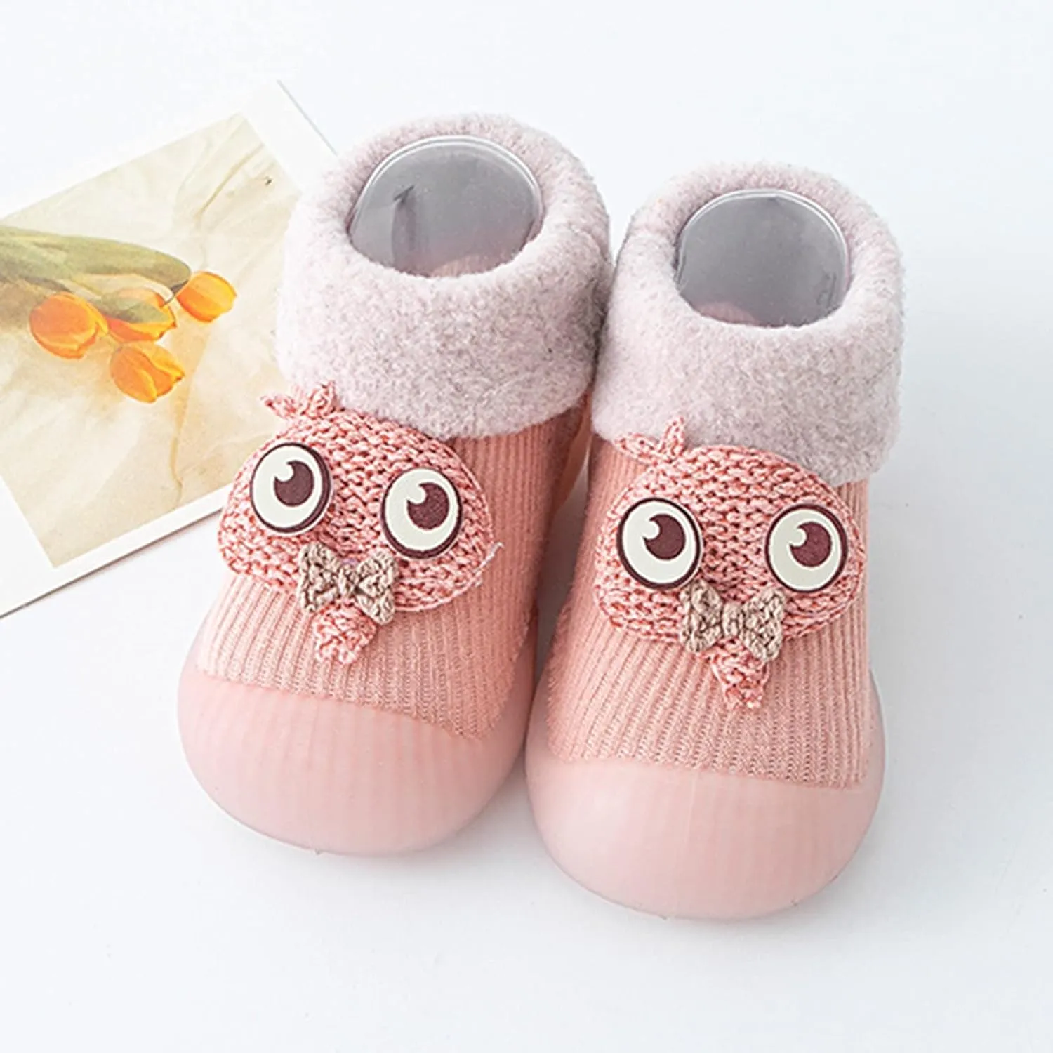 Girls Water Shoes, Kids Toddler Baby Boys Girls Solid Warm Knit Soft Sole Rubber Shoes Socks Slipper Stocking