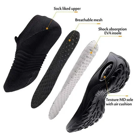 HAOSHIDUO Women's Walking Shoes Sock Sneakers Slip On Loafer Mesh Air Cushion Easy Shoes Moccasins Casual Comfortable Work Nurse ShoesBlack,