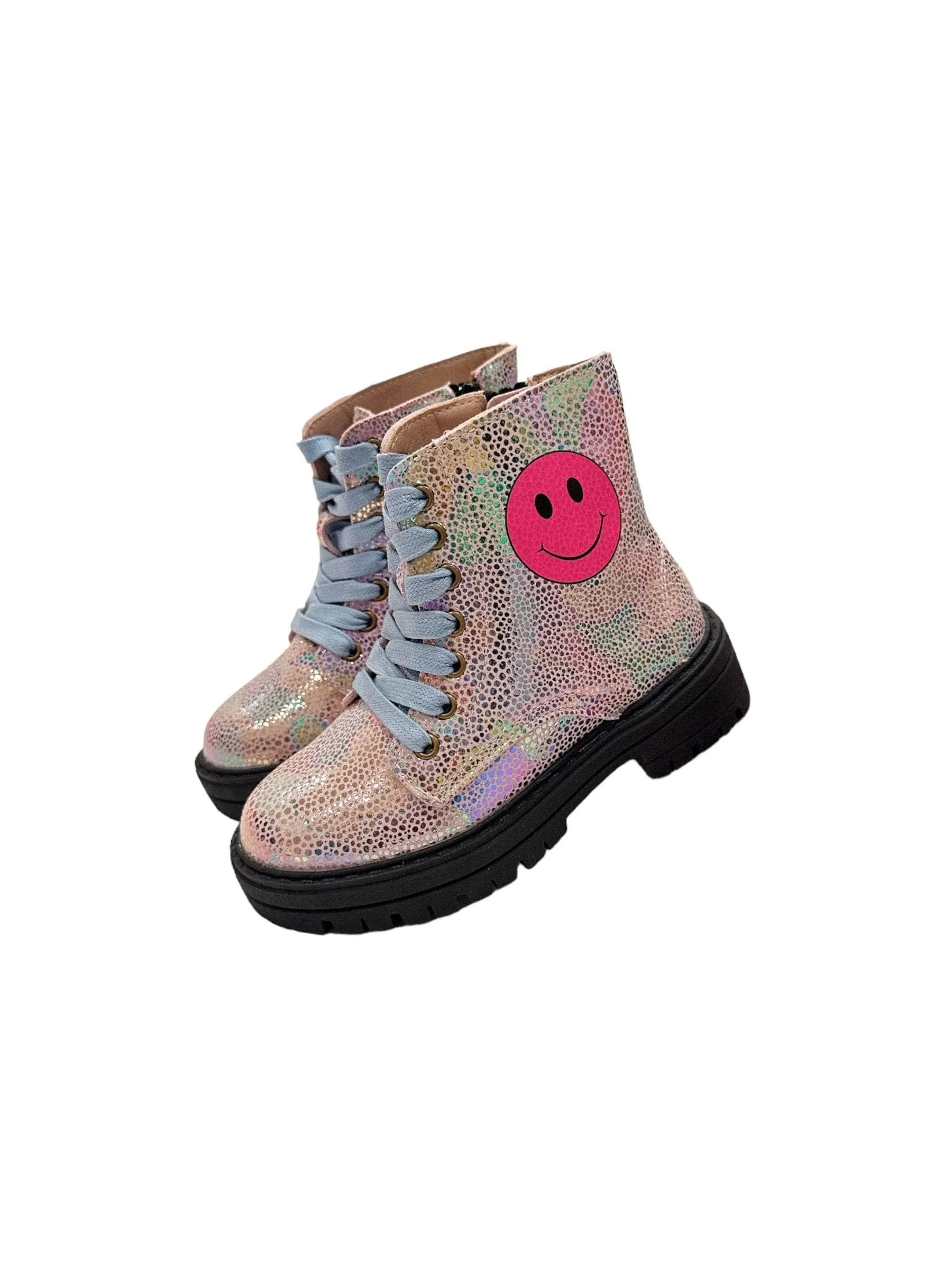 Happy Rainbow Emoji Combat Boots