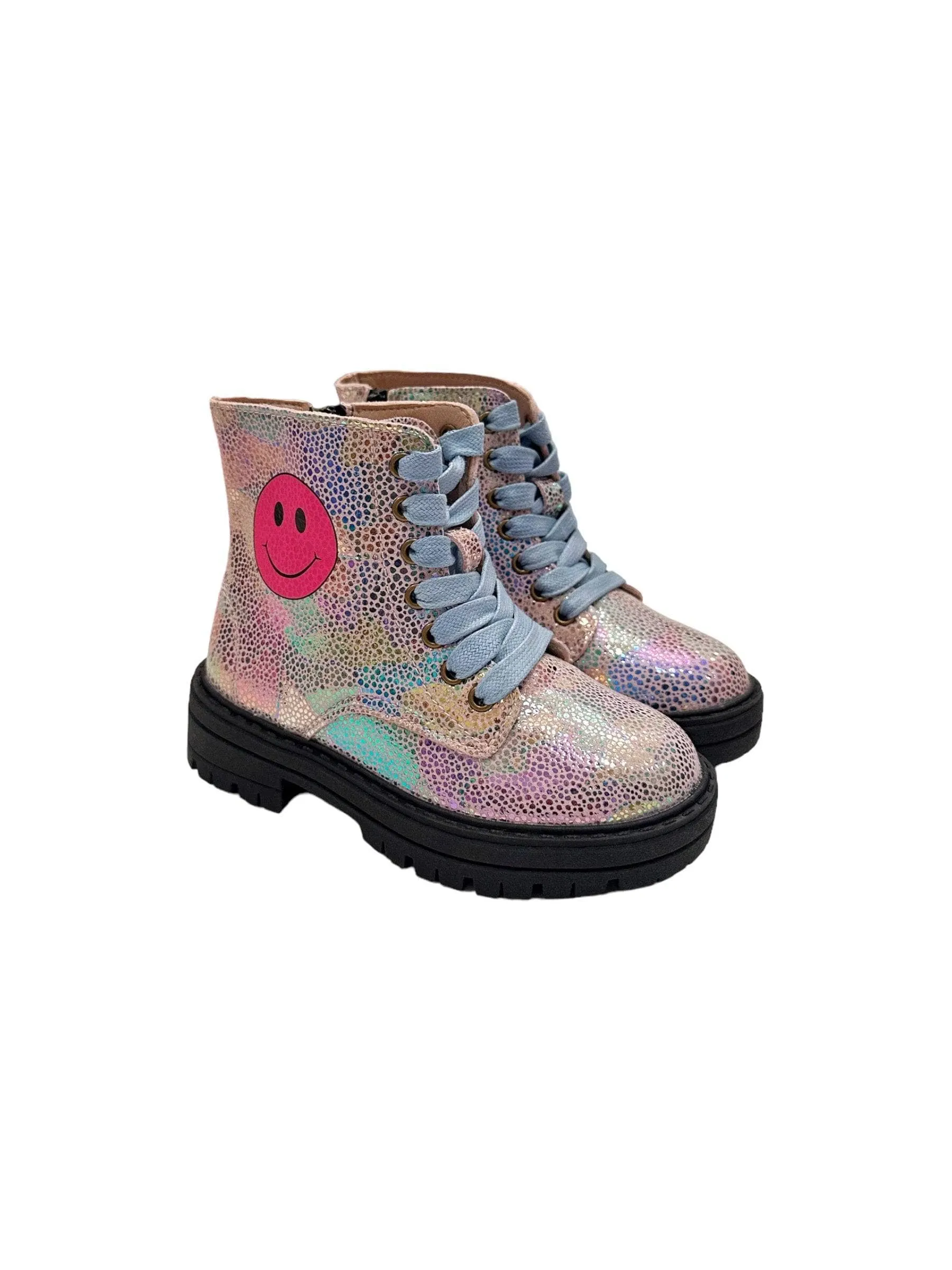 Happy Rainbow Emoji Combat Boots