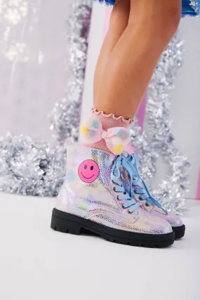 Happy Rainbow Emoji Combat Boots