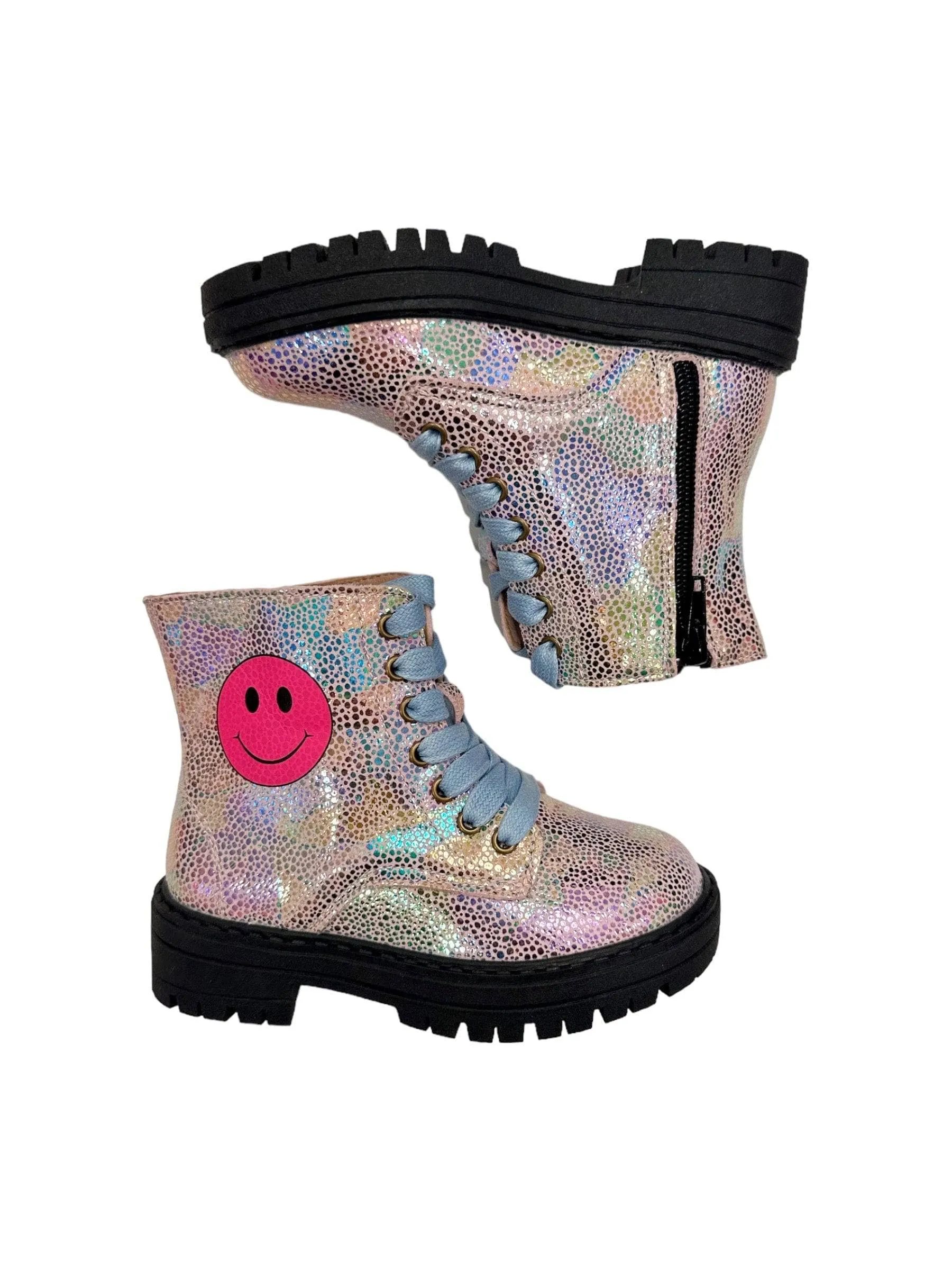 Happy Rainbow Emoji Combat Boots