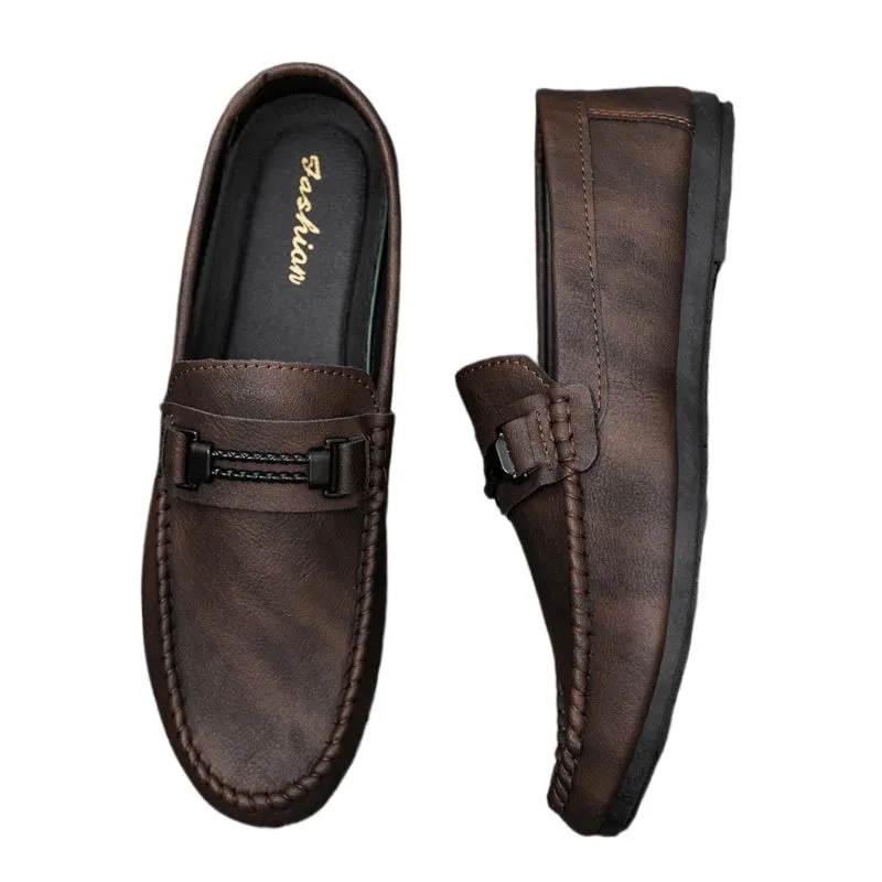 High-end formal wear summer soft sole business work waterproof and lightweight leather surface men's loafu beanie shoes men's thick sole breathable
