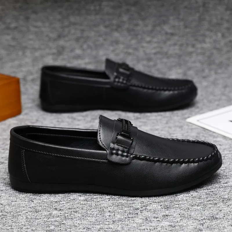 High-end formal wear summer soft sole business work waterproof and lightweight leather surface men's loafu beanie shoes men's thick sole breathable