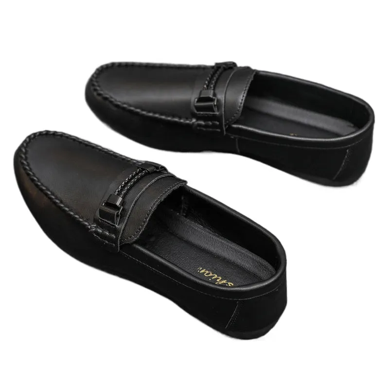 High-end formal wear summer soft sole business work waterproof and lightweight leather surface men's loafu beanie shoes men's thick sole breathable