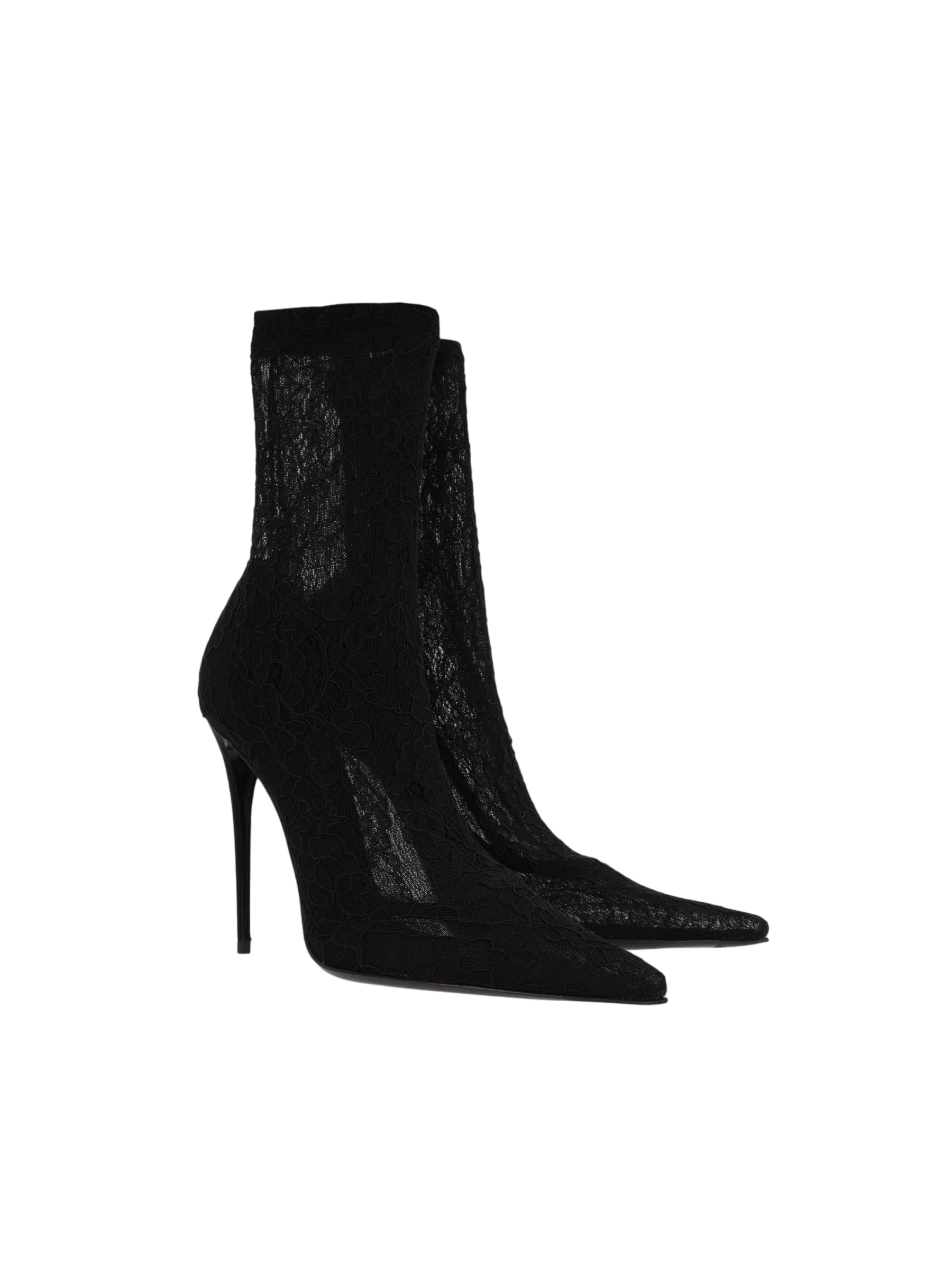 Lace Pattern Leather Ankle Boots