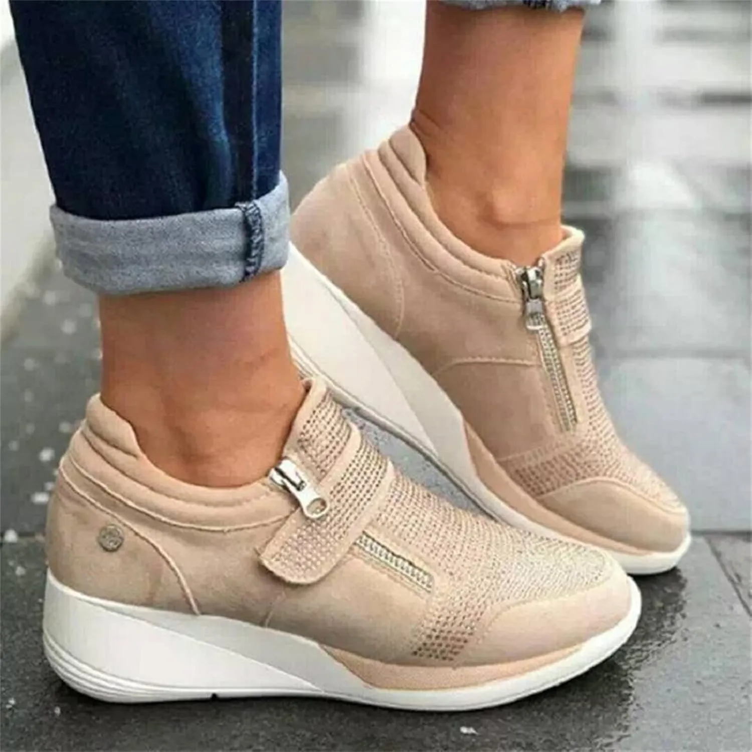 Ladmiple Shoes For Women Sneakers Slip Ons Fashion Comfortable Walking Shoes Dressy Casual Summer Non Slip Platform Shoe