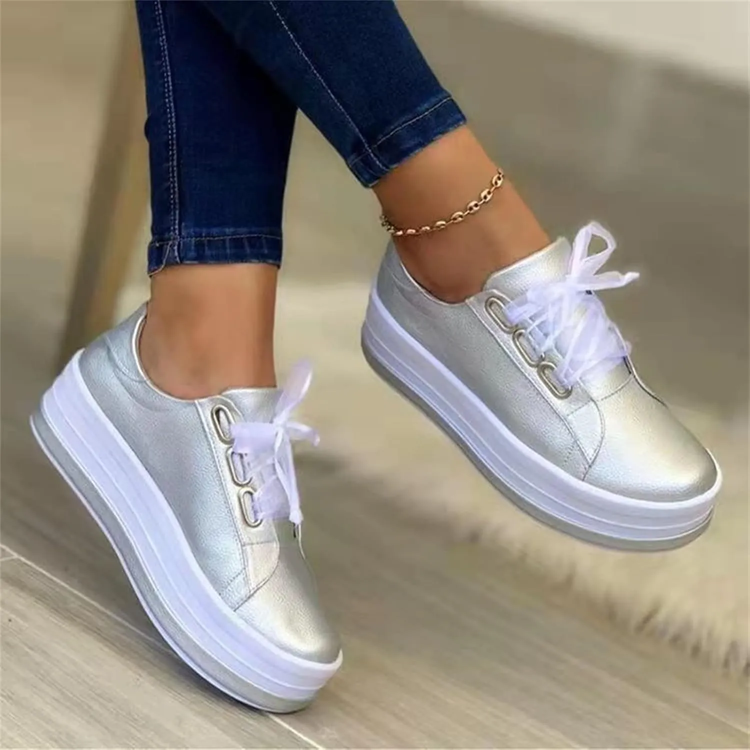 Ladmiple Shoes For Women Sneakers Slip Ons Walking Shoes Lady Platform Loafers Fashion Casual Dressy Summer Flats Shoes