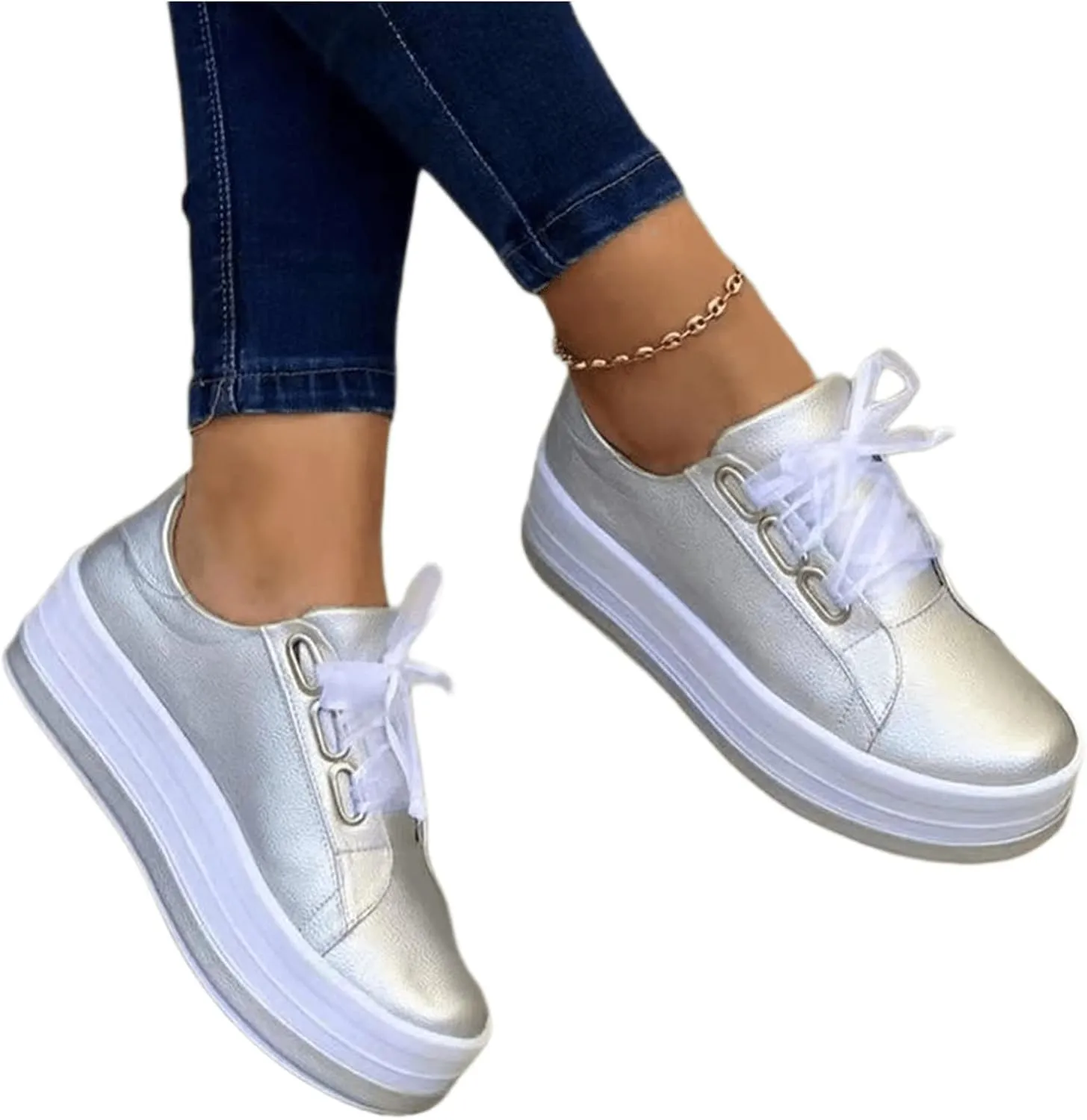 Ladmiple Shoes For Women Sneakers Slip Ons Walking Shoes Lady Platform Loafers Fashion Casual Dressy Summer Flats Shoes