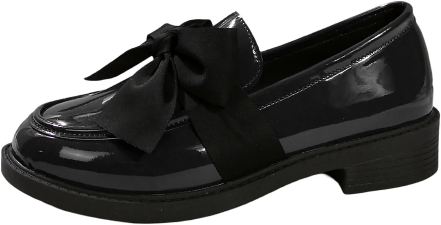 Loafers for Women Slip on Penny Loafer Dressy Business Shoes Casual Work Shoes Fashion Comfy Loafers with Bowknot