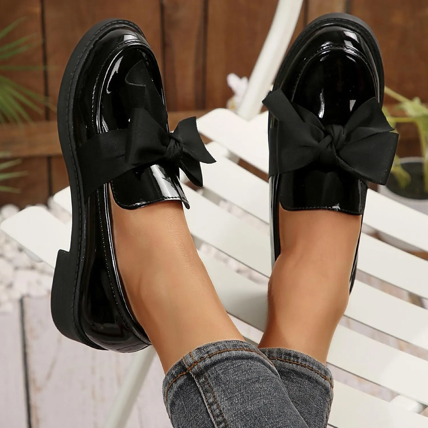 Loafers for Women Slip on Penny Loafer Dressy Business Shoes Casual Work Shoes Fashion Comfy Loafers with Bowknot