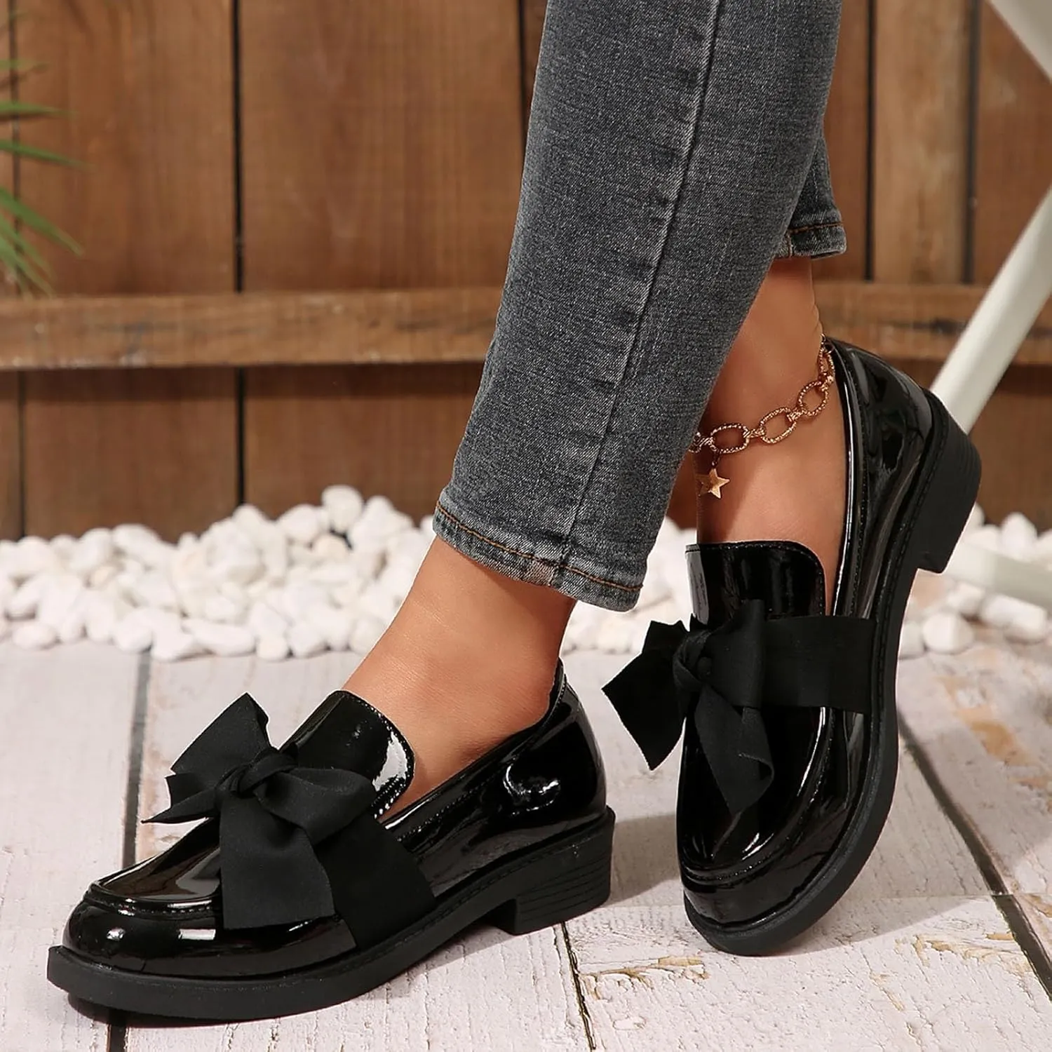 Loafers for Women Slip on Penny Loafer Dressy Business Shoes Casual Work Shoes Fashion Comfy Loafers with Bowknot