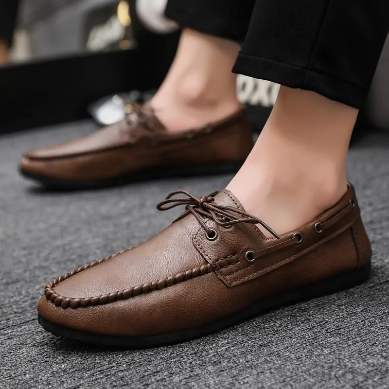 Luxury Men Loafers Genuine Leather Slip On Black Casual Business Dress Shoes Mens Wedding Party Office Fashion Shoes New