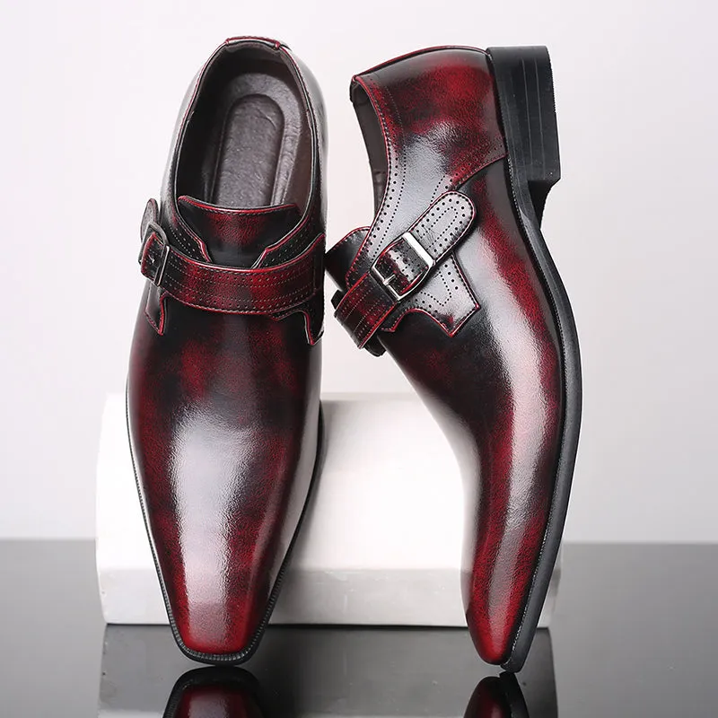 Men casual loafers stylish hollow buckle strap formal loafers