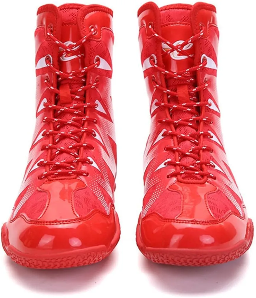 Men Womenboxing Shoes, Leather Squat Shoes Unisex Wrestling Shoes Comfortable Boxers Trainer Breathable Fighting Gym Shoes